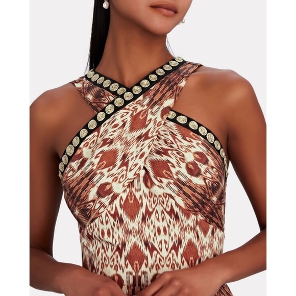 NWT Autumn Adeigbo Signy Dress Abstract Printed Tiered Midi Sleeveless Sz 10 - Picture 2 of 16